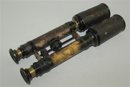 An unusual pair of adjustable binoculars & a telescope